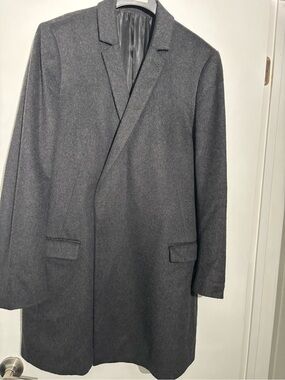 All Saints Men's Charcoal Gray Overcoat